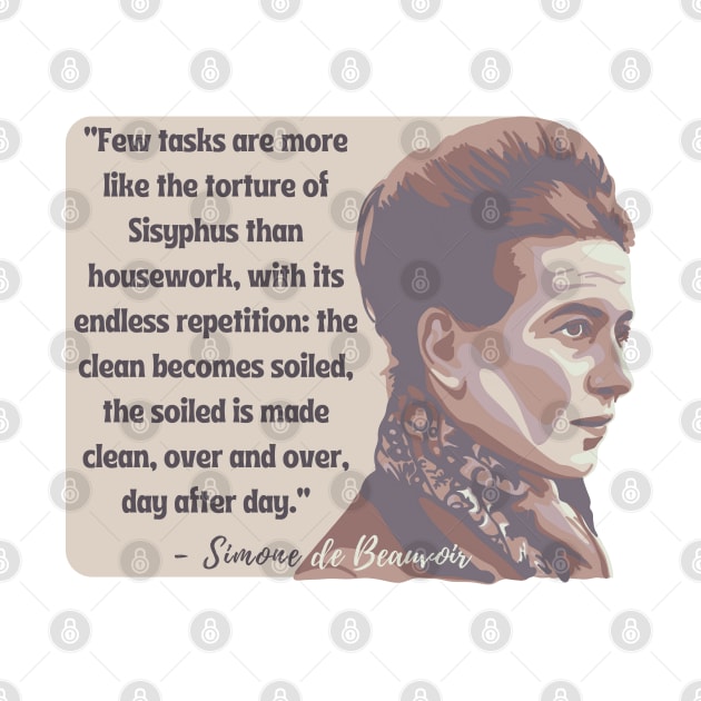 Simone de Beauvoir Portrait and Quote by Slightly Unhinged