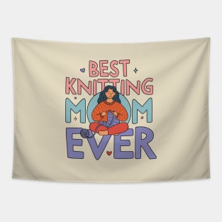 Best Knitting Mom Ever, Cute Doodle Illustration Tapestry