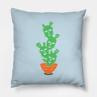 Cactus Tree Bowl Human Faces Pillow