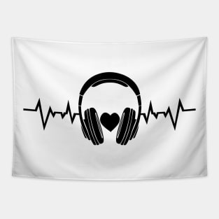 Music Heartbeat Sound Love Headphones Heart Rate Tapestry