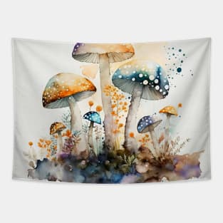 Watercolor mushrooms in the nature Tapestry