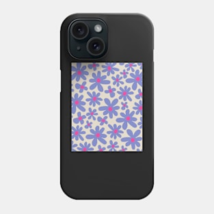 Abstract flowers pattern 80s blue red Phone Case