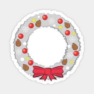 Grey Christmas Wreath - Vector Illustration Magnet