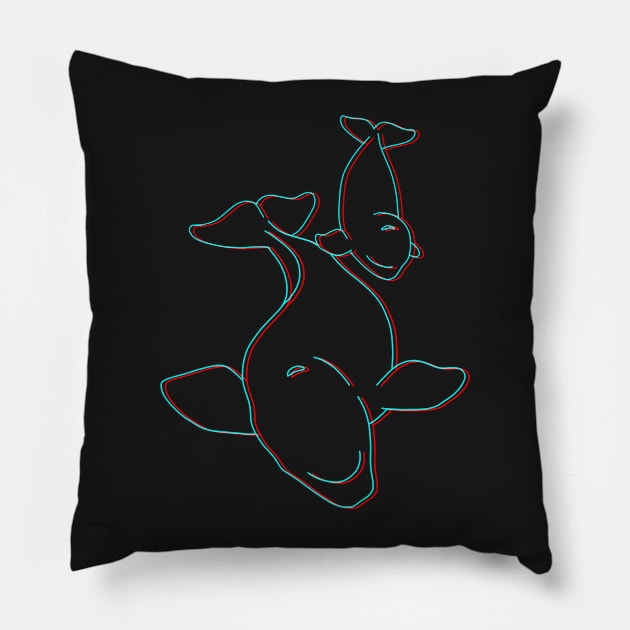 Glitchy Beluga Whales Pillow by Marina Rehder