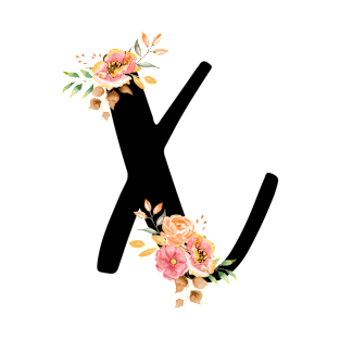 Letter X With Watercolor Floral Wreath T-Shirt