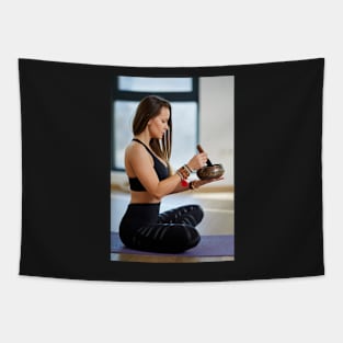 Woman in various yoga postures Tapestry