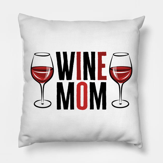 Wine Mom Pillow by HobbyAndArt