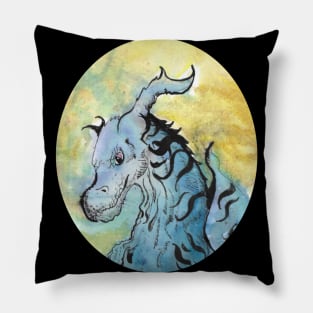 Dragon guarding their hoard portrait version - fantasy inspired designs Pillow