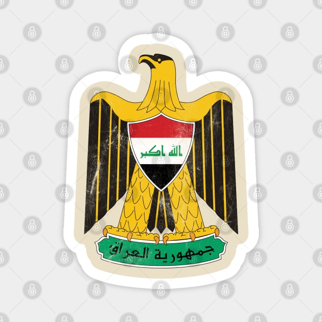 Iraq // Faded Vintage Style Flag Art Design Magnet by DankFutura