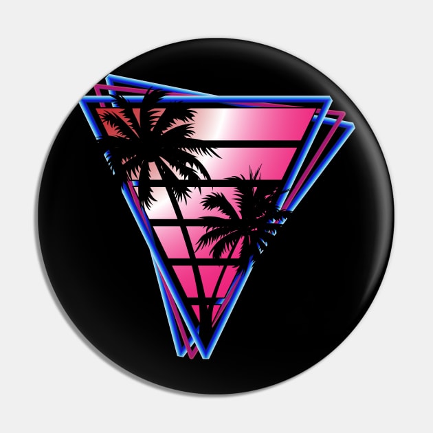 Retrowave style palm tree sunset pink wave Pin by Brobocop