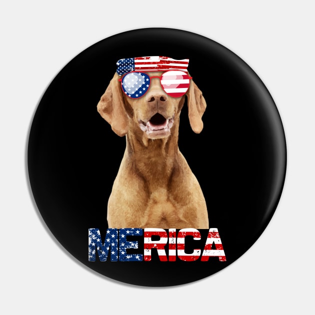 Merica Vizsla Dog American Flag 4Th Of July Pin by jrgenbode