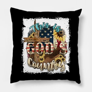 This Is God's USA Country Christian Sunflower American Flag Pillow