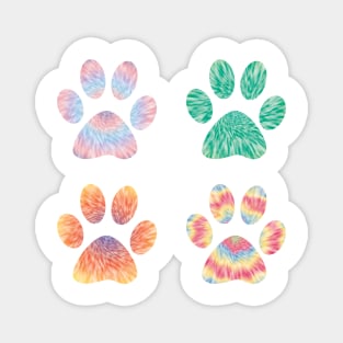 Colorful tie dye dog paws pattern Magnet