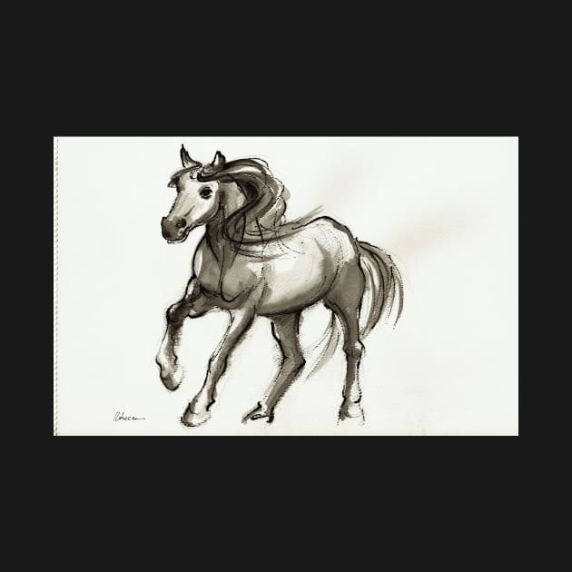 Magnificent Mare - ink wash painting by tranquilwaters