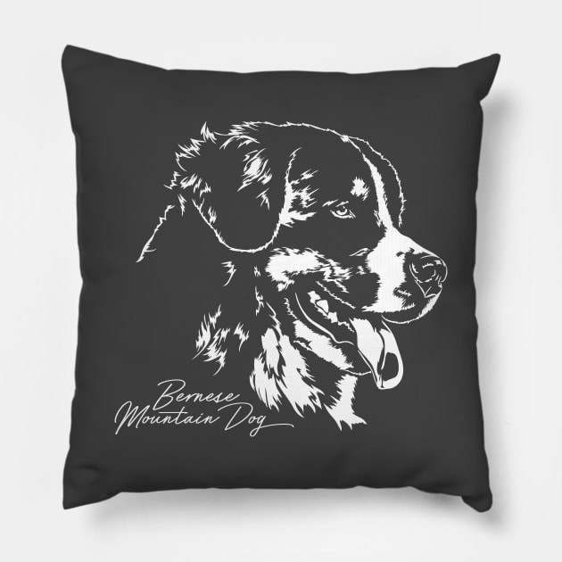 Bernese Mountain Dog lover dog portrait Pillow by wilsigns