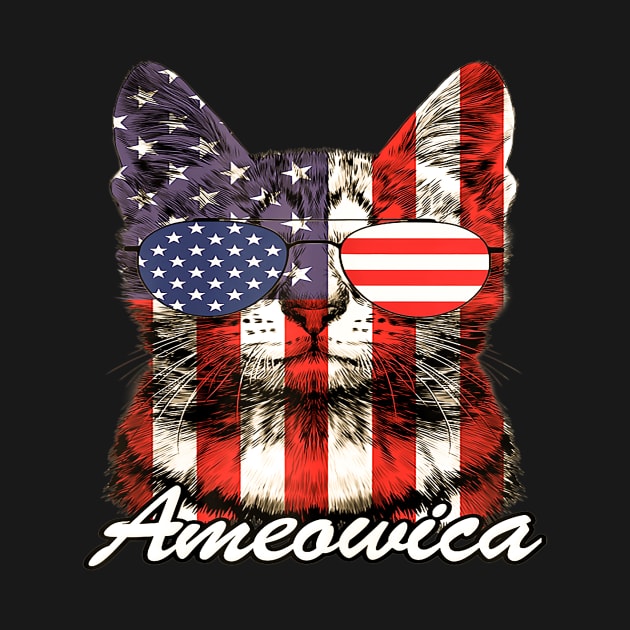 Cat Ameowica American Flag 4th Of July Patriotic by Jannysingle