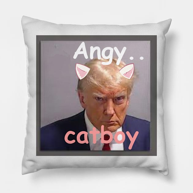 trump mug shot meme funny tiktok viral catboy cringe Pillow by artsuhana