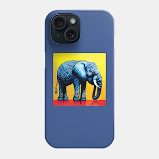 Stylised Elephant Art in Bold Blue, Yellow and Red Phone Case