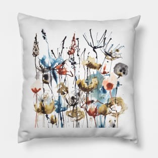 Abstract ink wildlfowers meadow Pillow
