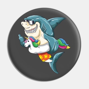 Pool Party Shark in Unicorn Float Funny Pin