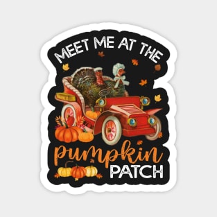 Meet Me At The Pumpkin Patch Vintage Turkeys Riding in a Car Magnet