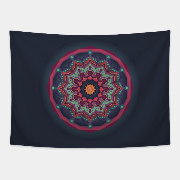 Dusky Dodecagon Mandala Tapestry by TrishAbyss