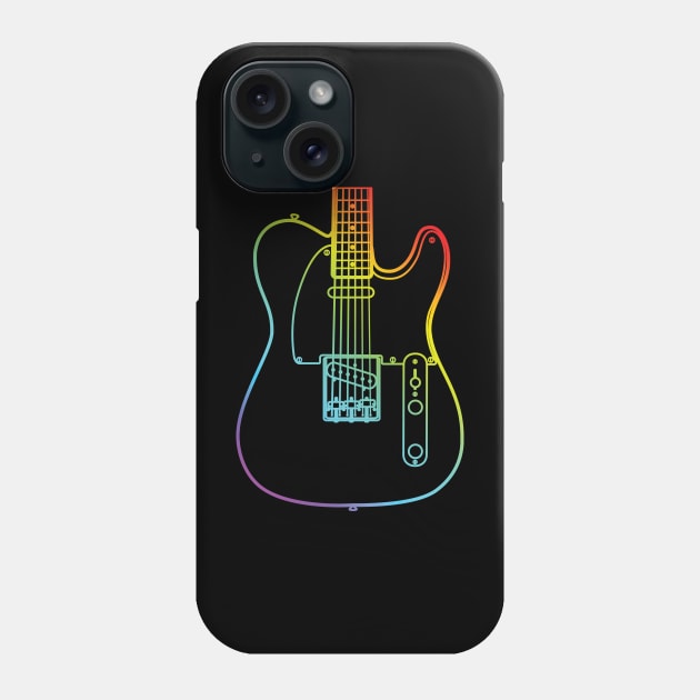 T-Style Electric Guitar Body Colorful Outline Phone Case by nightsworthy