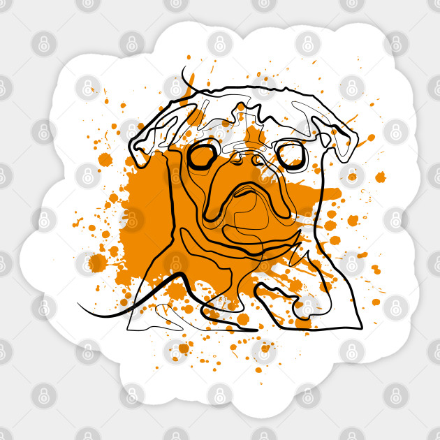 Pug Dog One Line Drawing Pug Sticker Teepublic