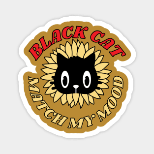 Black Cat Match My Mood Magnet