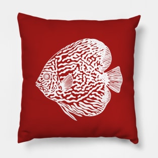 Pompadour Fish or Discus Fish - aquarium lovers detailed drawing Pillow