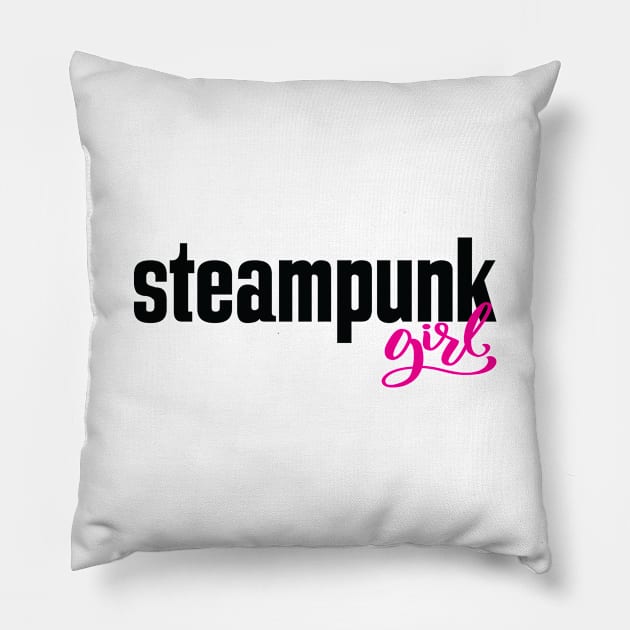 Steampunk Girl Pillow by ProjectX23 Orange