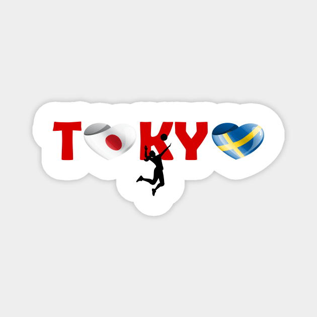 Volleyball in Tokyo - team Sweden (SE) Magnet by ArtDesignDE