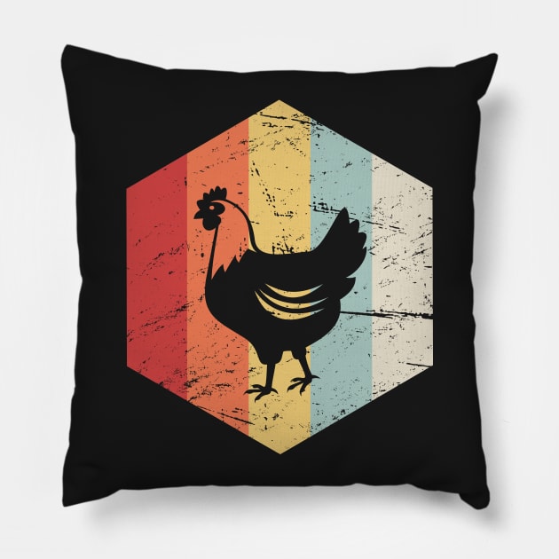 Retro Vintage Chicken farmer Icon Pillow by MeatMan