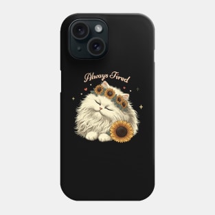 Always Tired White Kitty Cat Phone Case