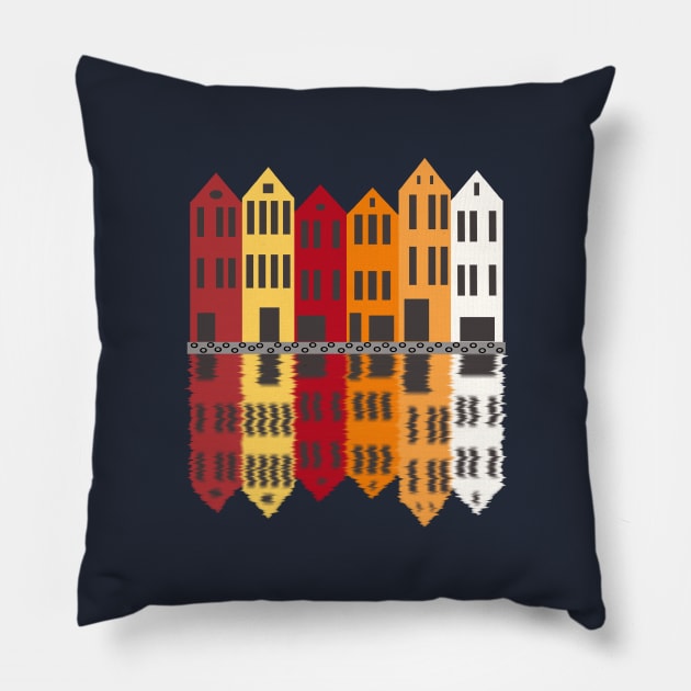 Wooden houses in Bergen Norway tshirt Pillow by gegogneto