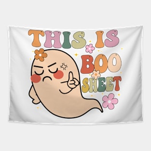 This Is Boo Sheet Ghost Groovy Floral Halloween Costume Tapestry