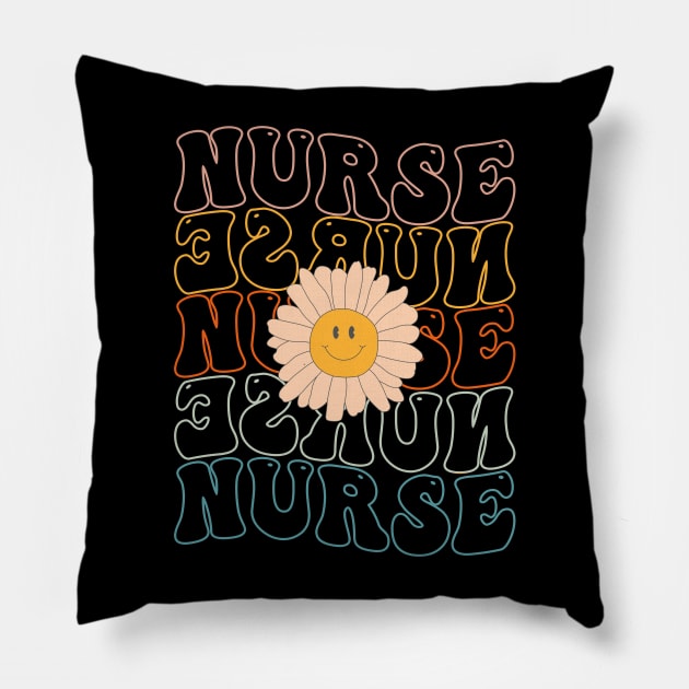 Retro Groovy Nurse Life For Women Nursing For Nurses Week T-shirts Pillow by drag is art