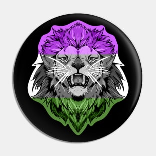 illustrated LION PRIDE series (gender queer pride flag) Pin