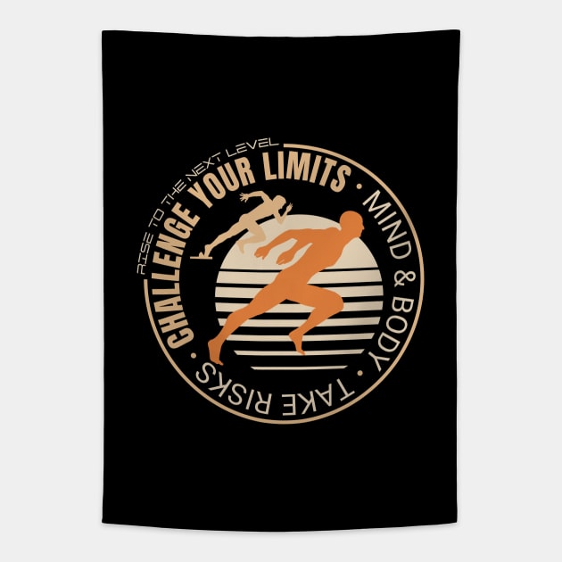 Challenge Your Limits Next Level Inspirational Quote Phrase Text Tapestry by Cubebox