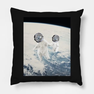 White polar bears family astronauts in space Pillow