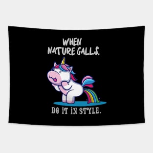 Funny Unicorn When Nature Calls Do It In Style Tapestry