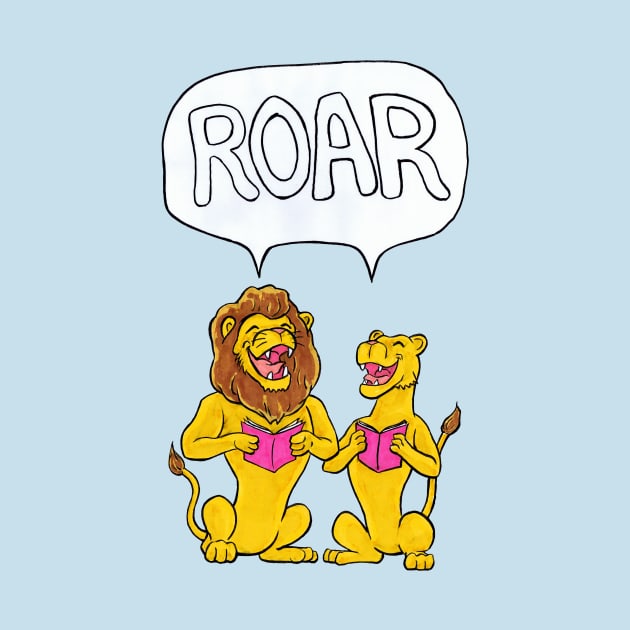 Vintage Style Happy Roaring Lions- Caroling Big Cats by arichutfles