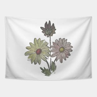 Flowers Retro Vintage 60s Drawing Tapestry