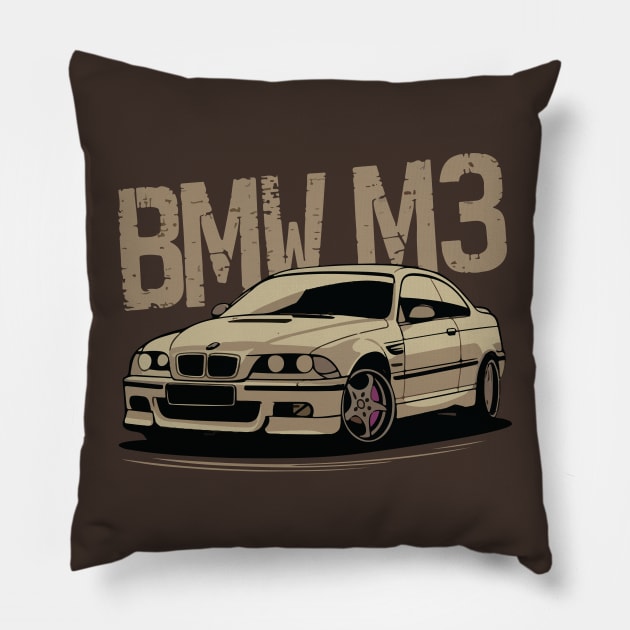 Bmw M3 E46 Drifting Vintage Car Pillow by Cruise Dresses