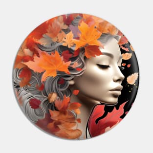 autumn girl with full of flowers Pin