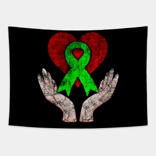 Mental Health Support Green Ribbon Tapestry