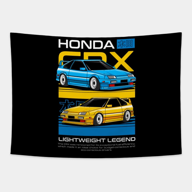 Honda CRX Collector Art Tapestry by Harrisaputra