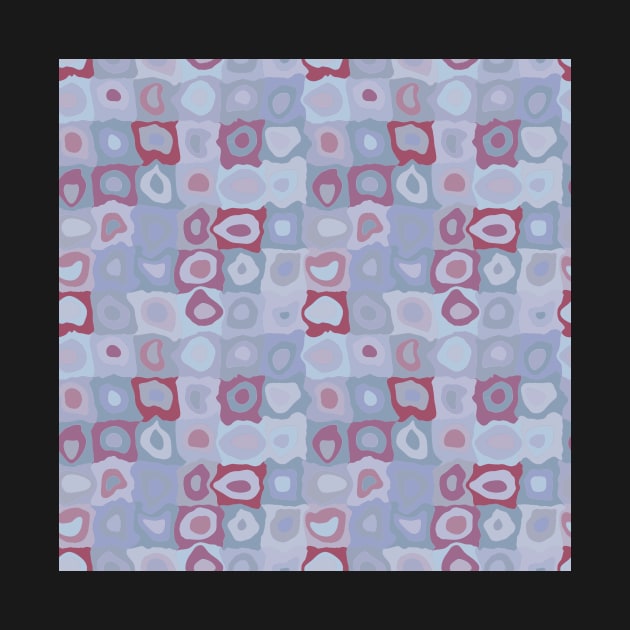 Frozen Cranberry  - Retro Geometric Wobbly Square Grid Pattern by GenAumonier