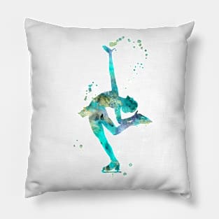 Figure Skating Watercolor Painting 2 Pillow