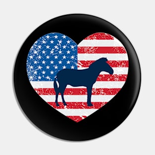 American Flag Heart Love Zebra Usa Patriotic 4Th Of July Pin
